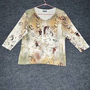 Cactus Bay Apparel Top Southwestern Kokopelli Size Large